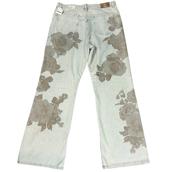 Free People Tinsley 90s Baggy Floral Wide Leg Straight Jeans 32 Grunge NWT NEW - Picture 4 of 16